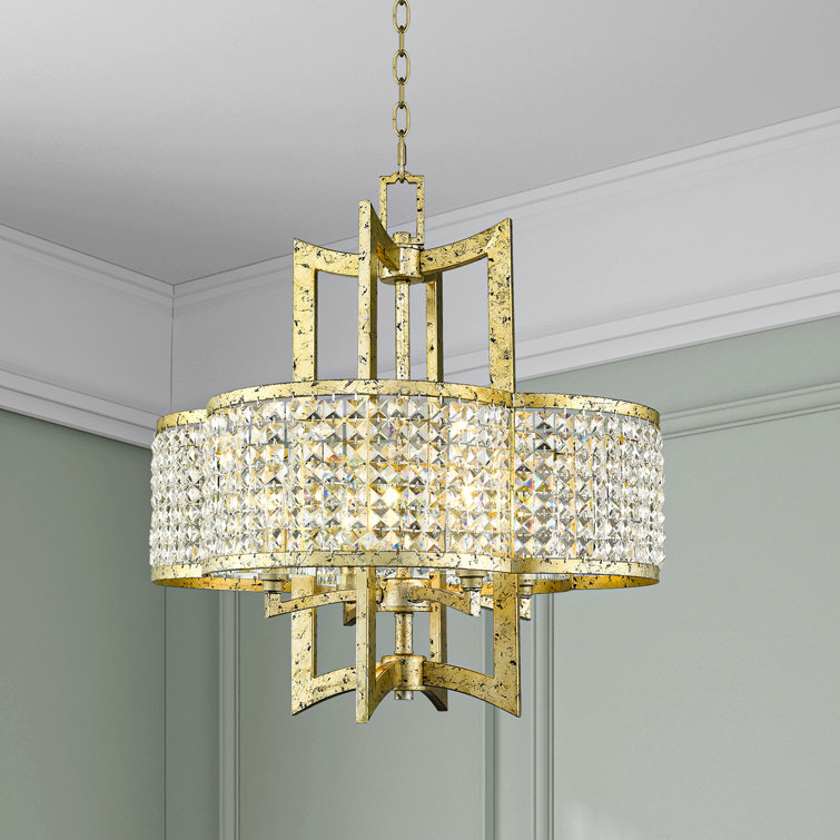 Winter Gold Crystal 4-Light Geometric Chandelier