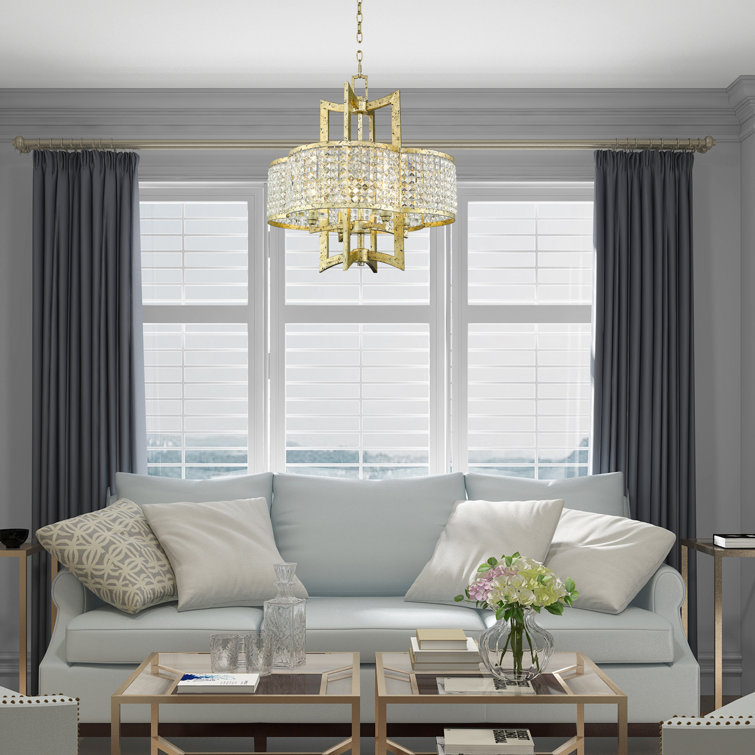 Winter Gold Crystal 4-Light Geometric Chandelier