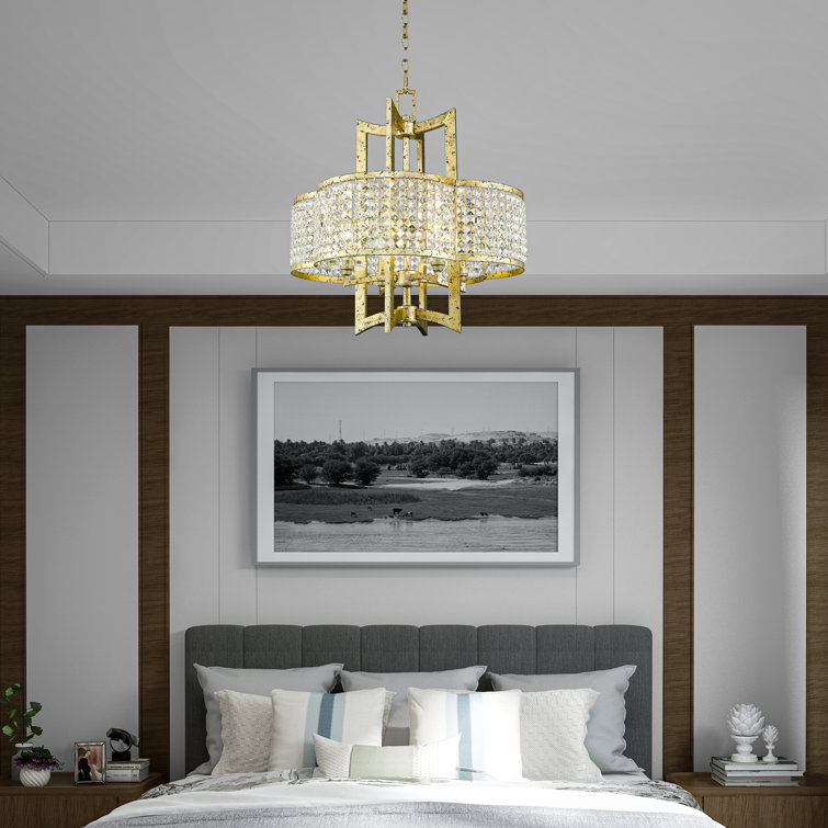 Winter Gold Crystal 4-Light Geometric Chandelier