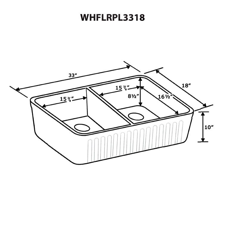White 36" Double Bowl Fireclay Farmhouse Sink