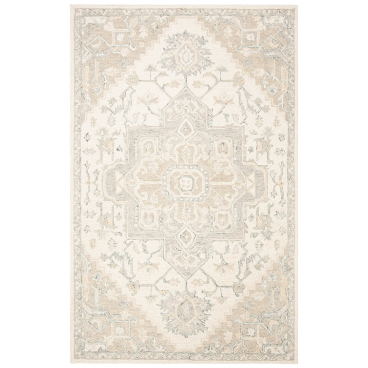 Percy Ivory & Beige Hand-Knotted Wool Rectangular Area Rug