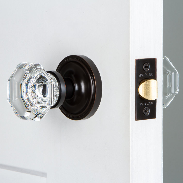 Timeless Bronze Classic Rosette with Octagonal Crystal Door Knob