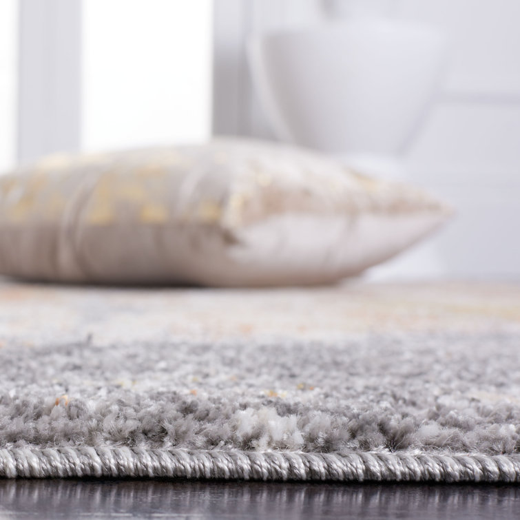 Aston Grey Gold Abstract Hand-Knotted Synthetic Area Rug - 3' x 5'