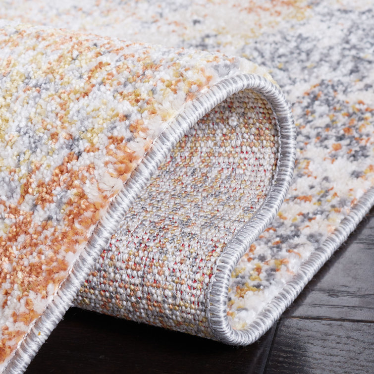 Aston Grey Gold Abstract Hand-Knotted Synthetic Area Rug - 3' x 5'