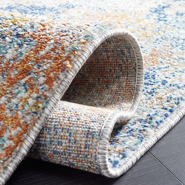 Gray Abstract Stain-Resistant Synthetic Runner Rug, 24" x 4"