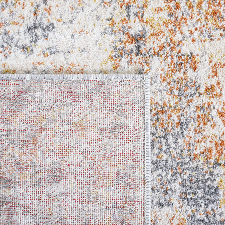 Aston Grey Gold Abstract Hand-Knotted Synthetic Area Rug - 3' x 5'