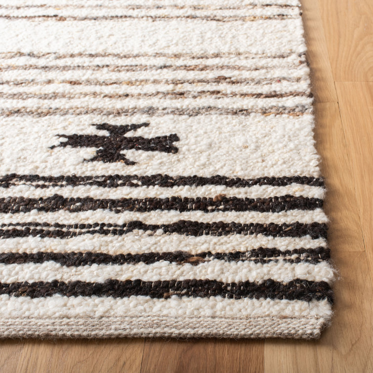 Artisan-Crafted Coastal Black Wool 9' x 12' Handwoven Area Rug