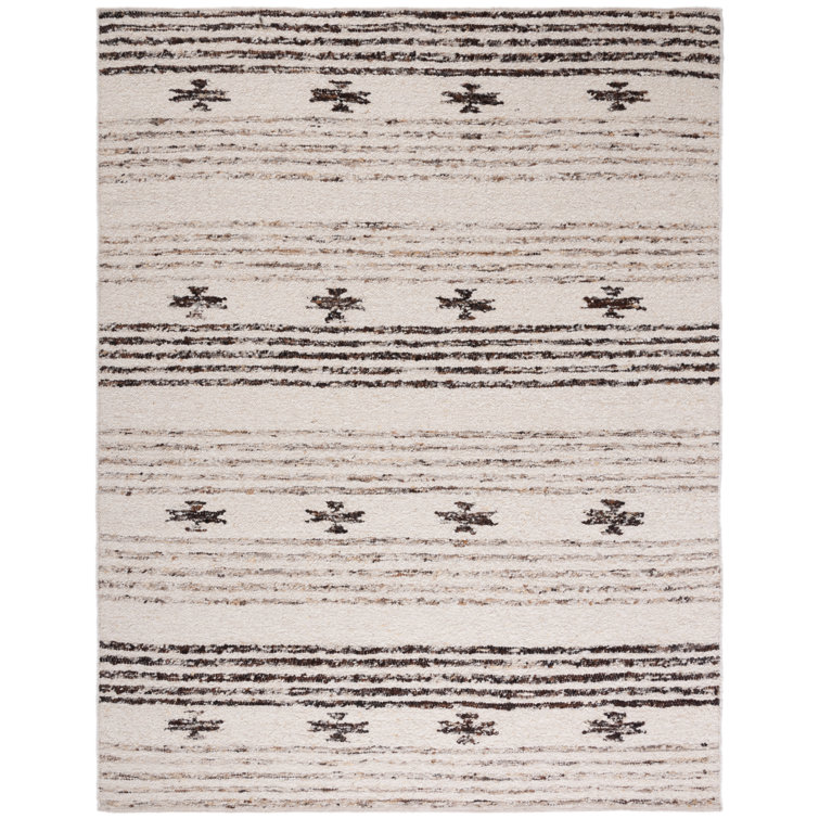 Coastal Charm Black & Ivory Handwoven Wool-Cotton Rug 8' x 10'