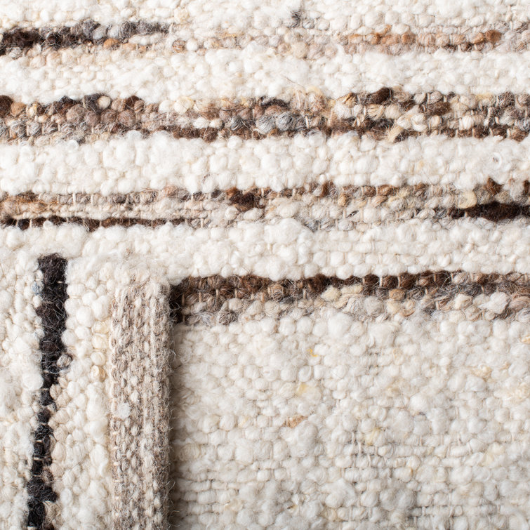 Artisan-Crafted Coastal Black Wool 9' x 12' Handwoven Area Rug