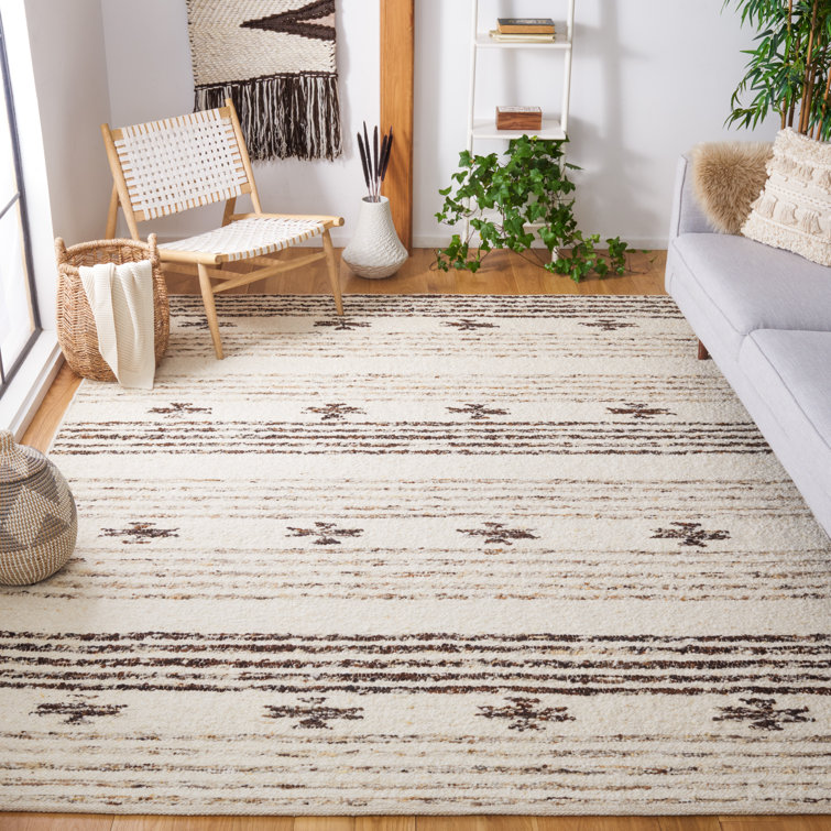 Artisan-Crafted Coastal Black Wool 9' x 12' Handwoven Area Rug
