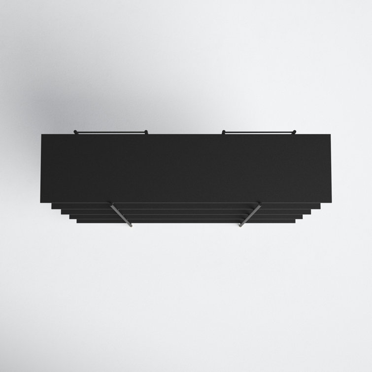 Cait Wide Industrial Black Iron Etagere Bookcase with Brass Accents