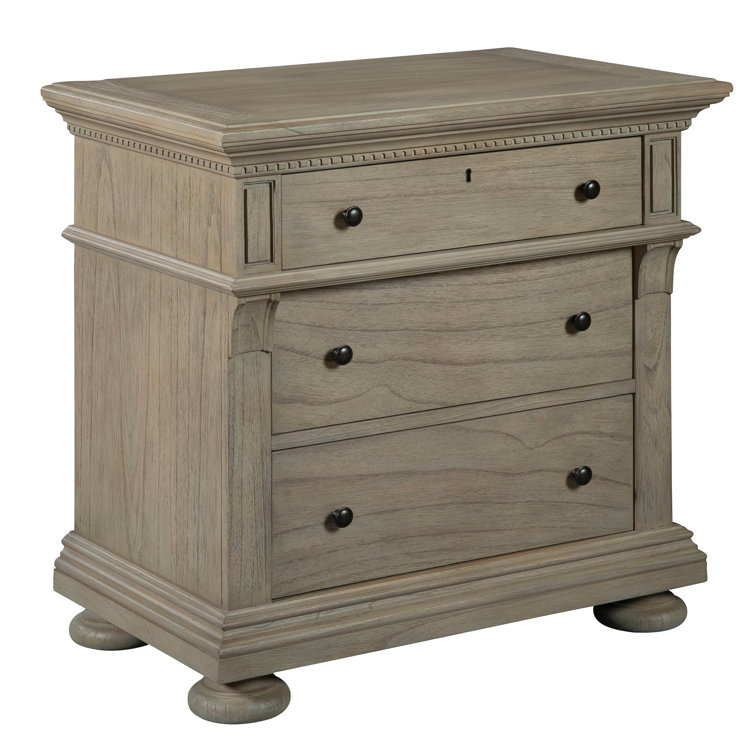 Wellington Driftwood Traditional 3-Drawer Brown Nightstand