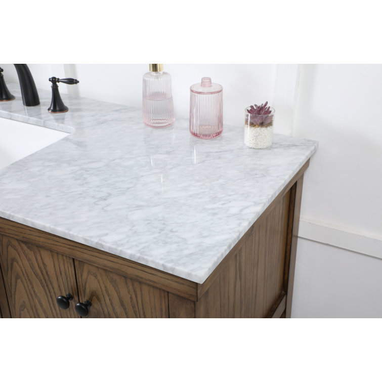 Driftwood Single Bathroom Vanity with Carrara White Marble Top