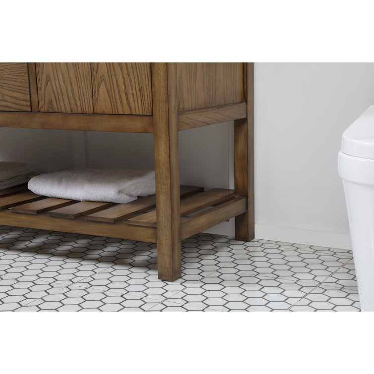 Driftwood Single Bathroom Vanity with Carrara White Marble Top