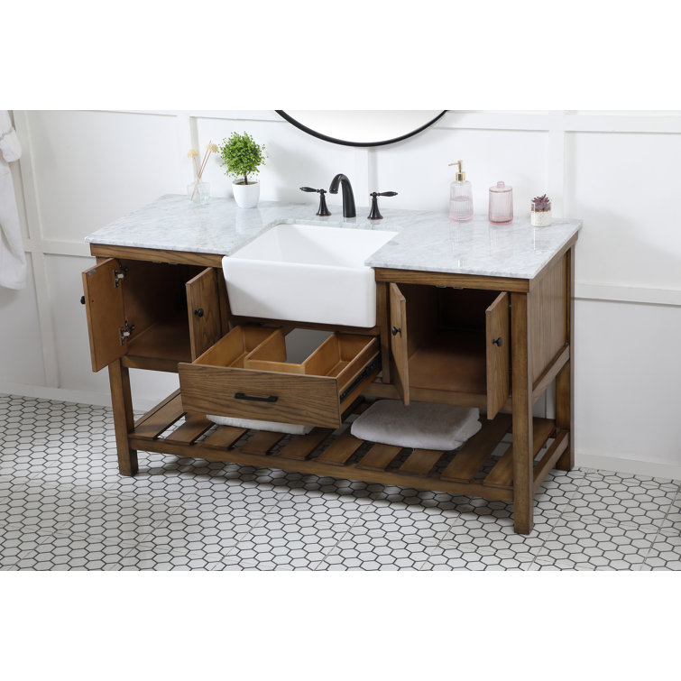 Driftwood Single Bathroom Vanity with Carrara White Marble Top
