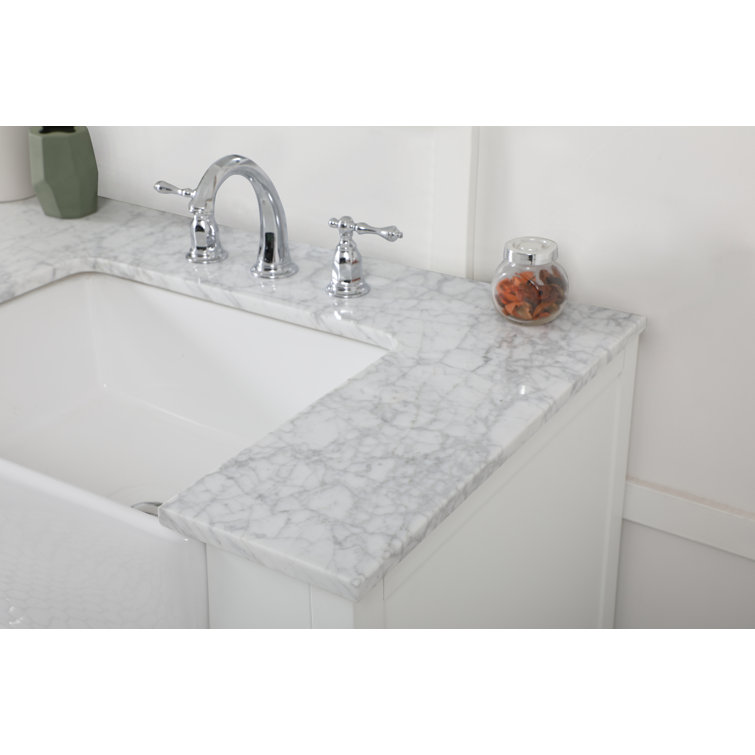Franklin 72" White Double Bathroom Vanity with Carrara Marble Top