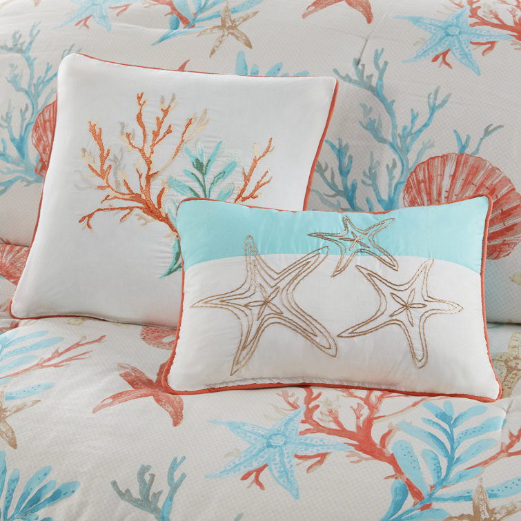 California King Coral Cotton Coastal Comforter Set
