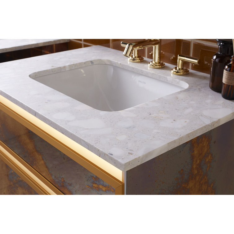 White Ceramic Soft Rectangle Under-Mount Basin Sink with Overflow