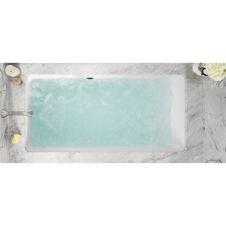 White Acrylic Small Rectangular Drop-In Bathtub