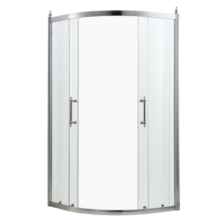 Chrome Frameless Neo-Round Corner Shower Enclosure, 36" x 72"