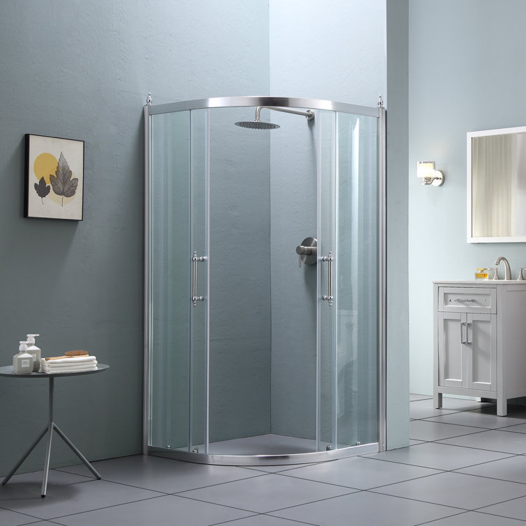 Chrome Frameless Neo-Round Corner Shower Enclosure, 36" x 72"