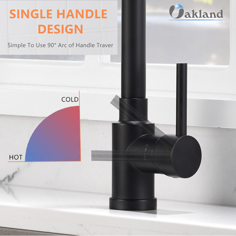 Matte Black Single-Hole Pull-Out Spray Kitchen Faucet