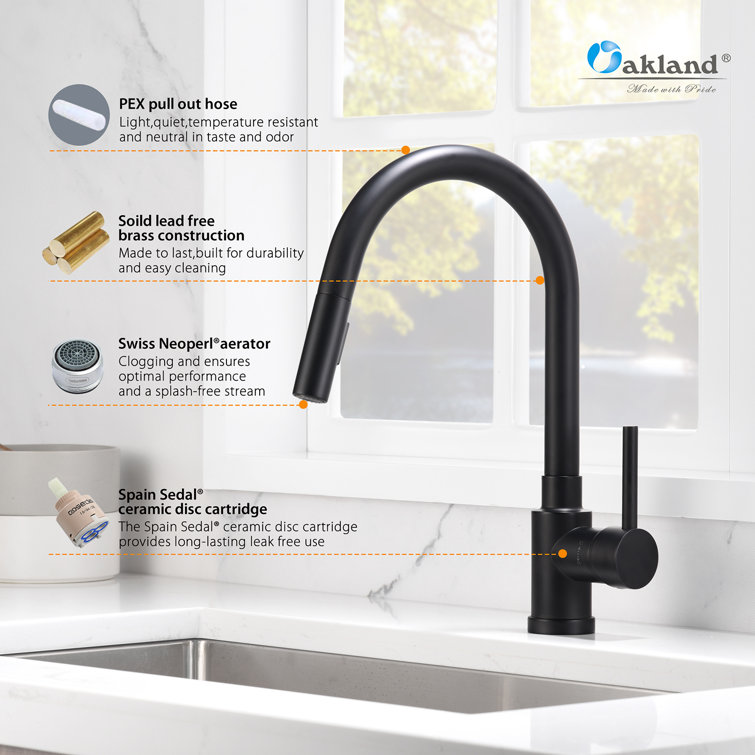 Matte Black Single-Hole Pull-Out Spray Kitchen Faucet
