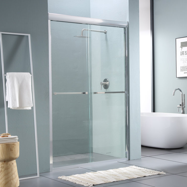 48" Chrome Semi-Frameless Bypass Sliding Shower Door