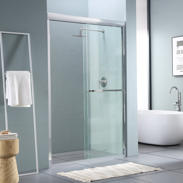 48" Chrome Semi-Frameless Bypass Sliding Shower Door