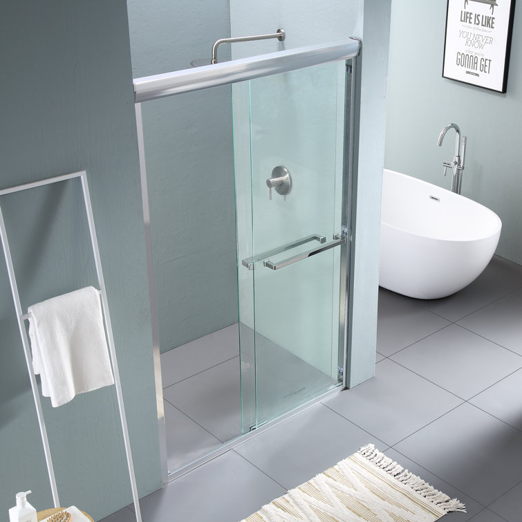 48" Chrome Semi-Frameless Bypass Sliding Shower Door