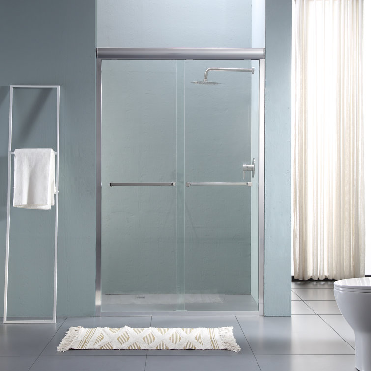 48" Chrome Semi-Frameless Bypass Sliding Shower Door