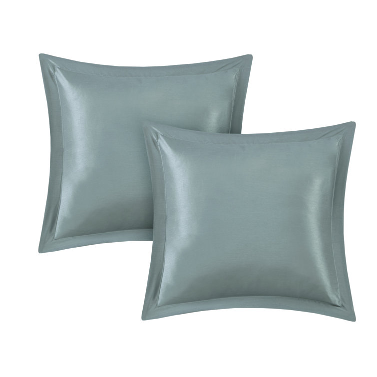 Teal and Gray Floral Motif California King Bedding Set