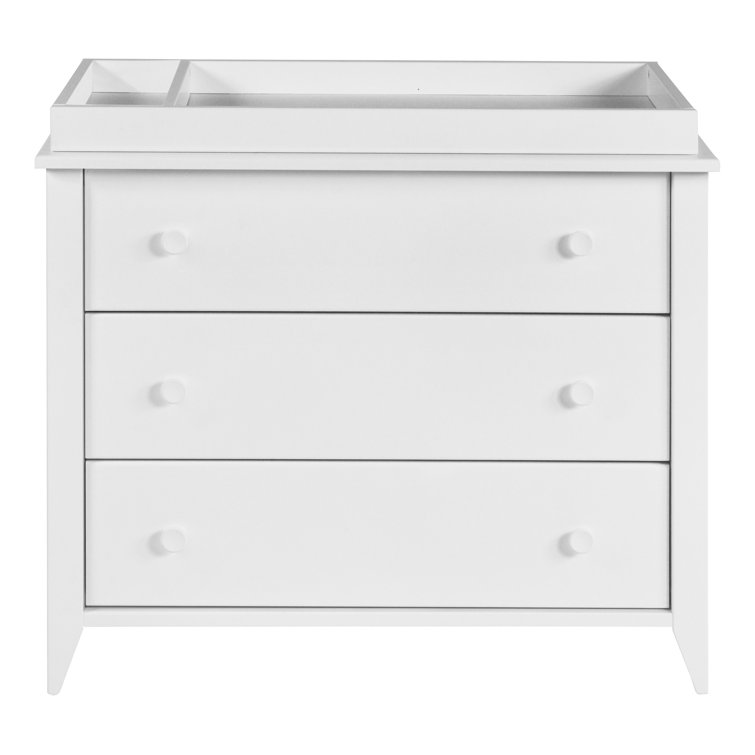 White Mid-Century Modern 3-Drawer Changer Dresser