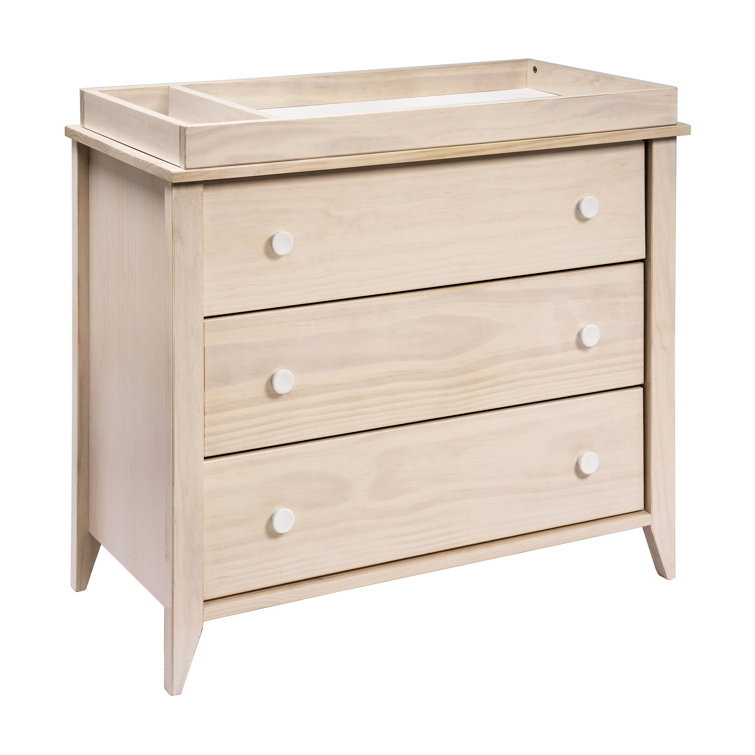 Natural Pine 3-Drawer Changer Dresser with Removable Tray