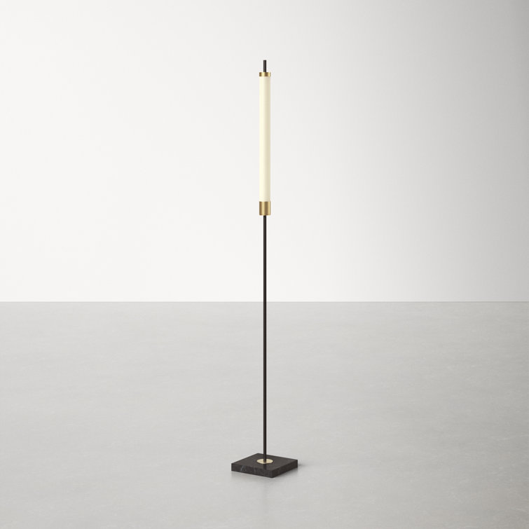 Piper 72'' Matte Black and Antique Brass LED Floor Lamp