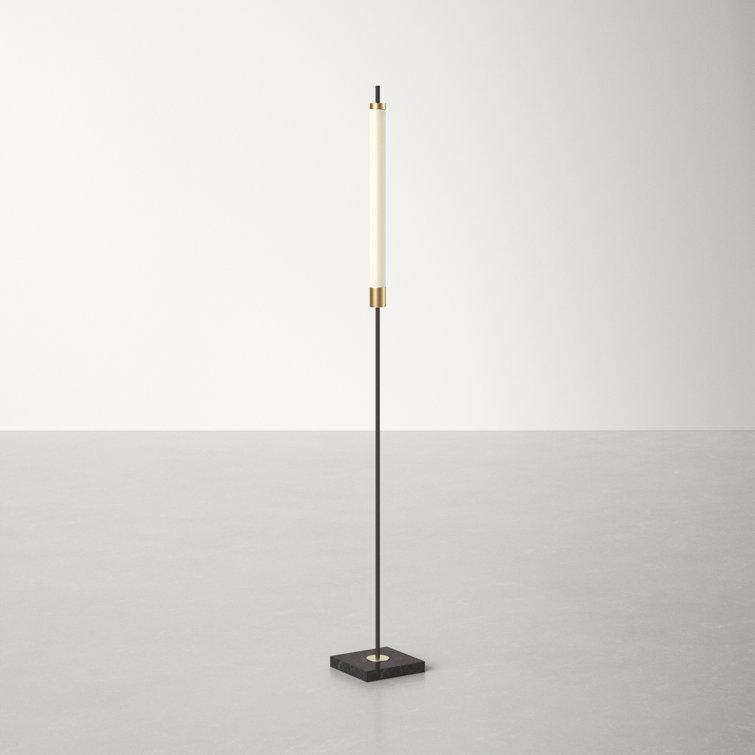 Piper 72'' Matte Black and Antique Brass LED Floor Lamp