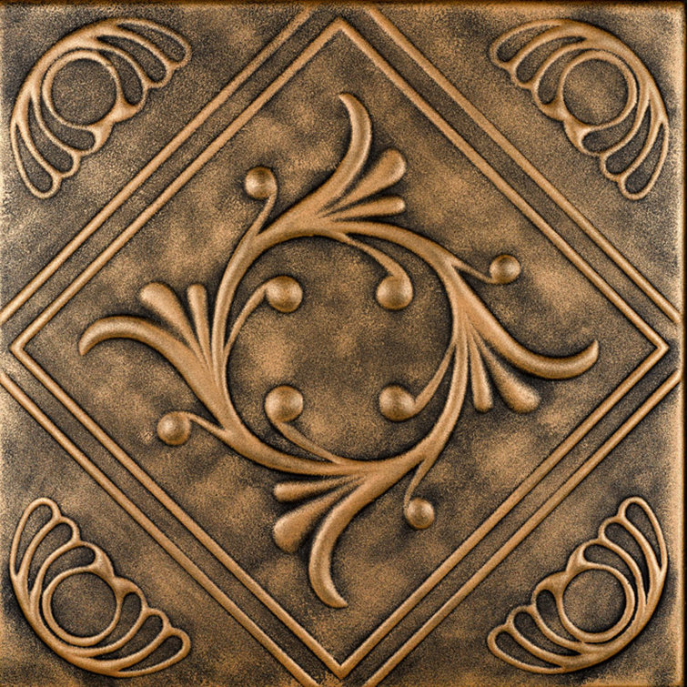 Antique Gold Faux Tin Glue-Up Ceiling Tile, 2 x 2 ft