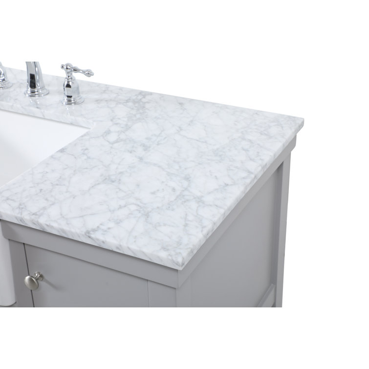 Gray Solid Wood and MDF Single Bathroom Vanity with Carrara Marble Top