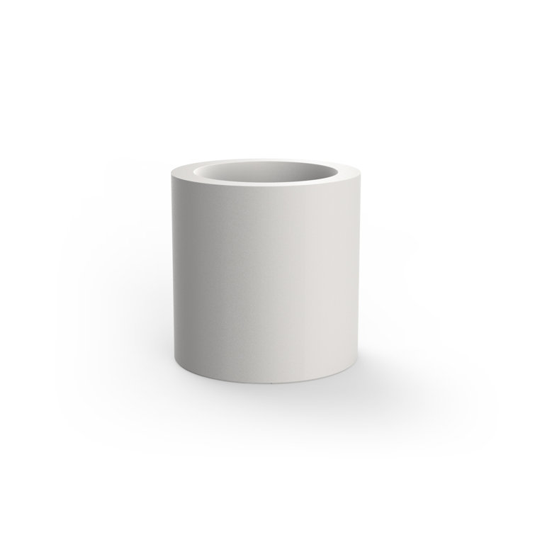 Large White Matte Polyethylene Cylindrical Planter