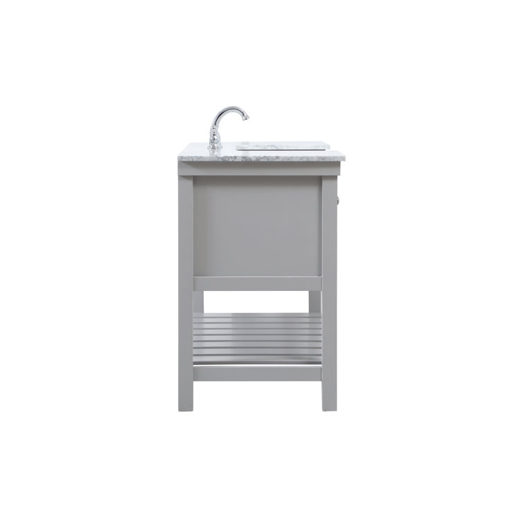 Gray Solid Wood and MDF Single Bathroom Vanity with Carrara Marble Top