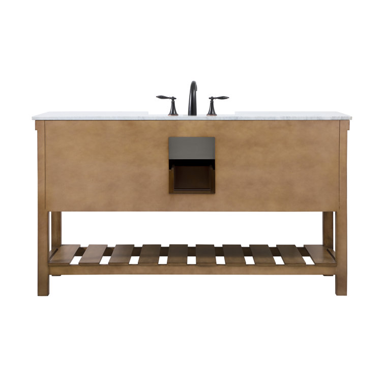 Driftwood Single Bathroom Vanity with Carrara White Marble Top