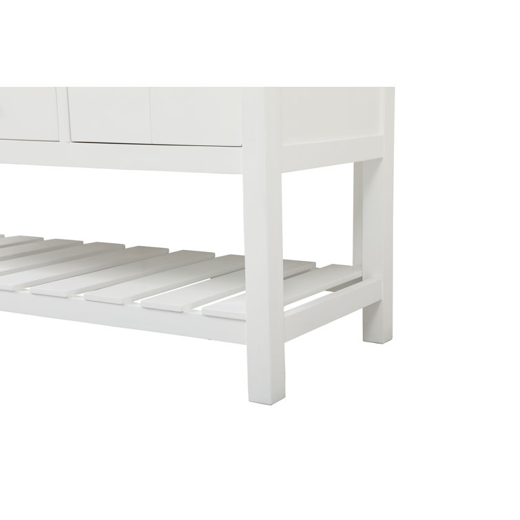 Elegant White Solid Wood and MDF Single Bathroom Vanity with Marble Top