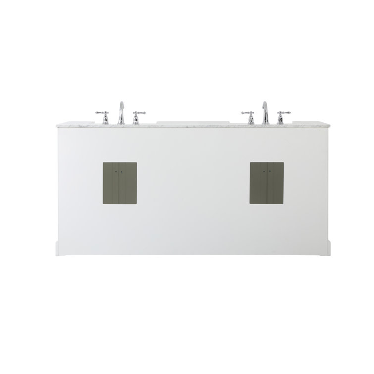 Franklin 72" White Double Bathroom Vanity with Carrara Marble Top