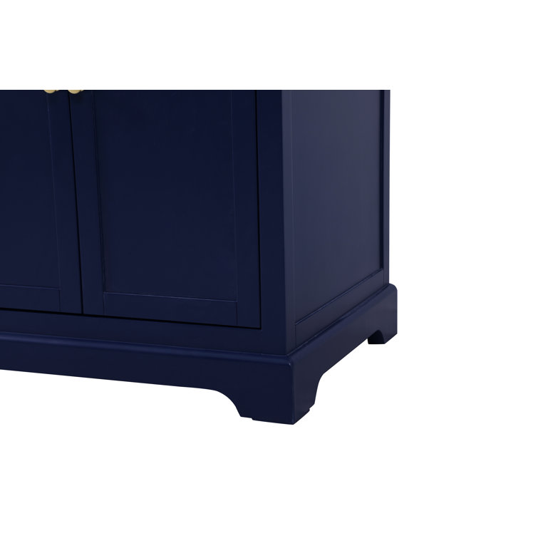 Blue and White 72" Double Sink Vanity with Marble Top