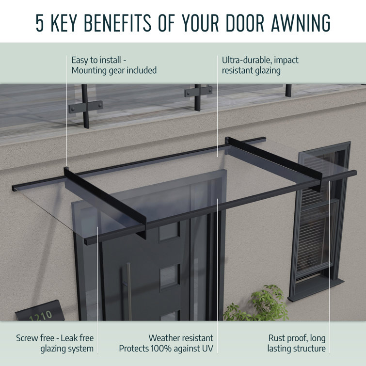 Neo Gray and Clear Polycarbonate Door and Window Awning