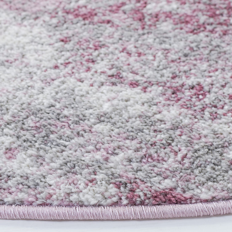 Grey and Purple Abstract Synthetic Area Rug, 10' x 14'