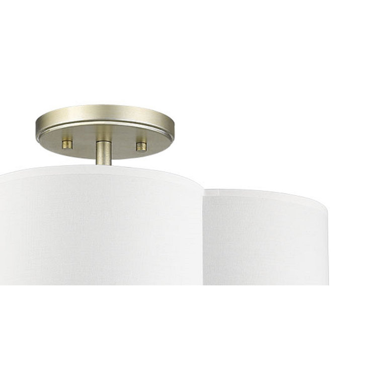16'' White Scalloped Semi Flush Ceiling Light with Gold Accents