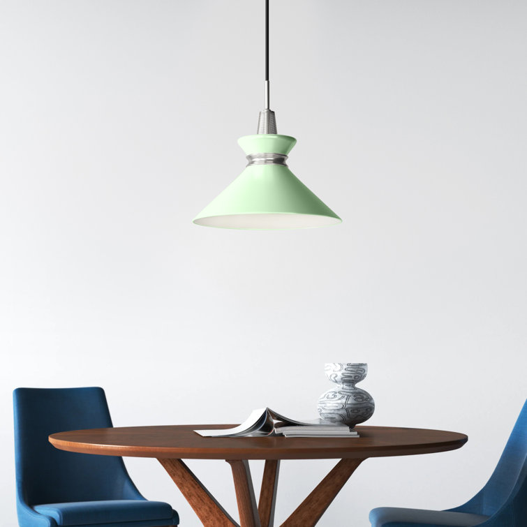 Mint and Polished Nickel Cone Pendant Light