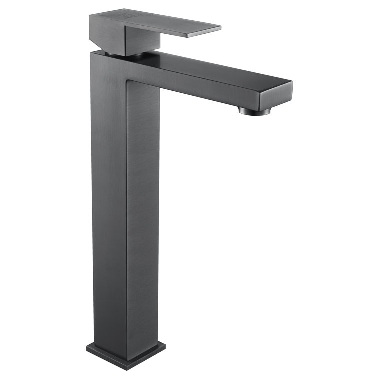 Gunmetal Single-Handle Vessel Bathroom Faucet with Brass Interior
