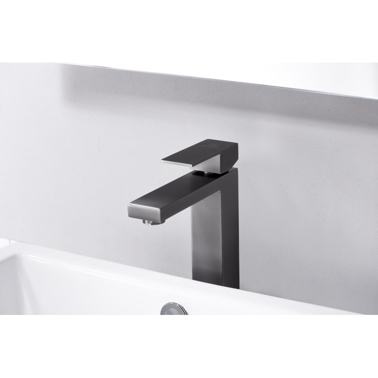 Gunmetal Single-Handle Vessel Bathroom Faucet with Brass Interior